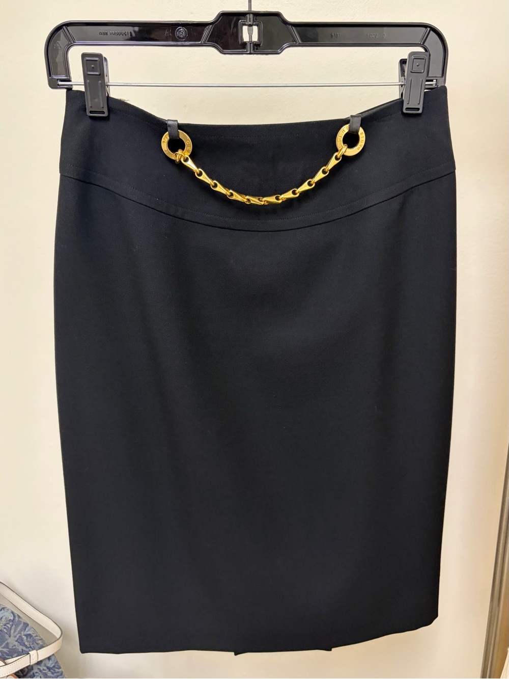Vintage Celine black wool midi skirt